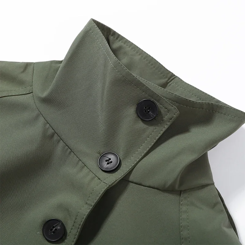 Frühlings-Damen-Trenchcoat mit Schnürung, Stehkragen, Doppelreihiger Knopfverschluss, Stilvolle Neue Damen-Jacke mit Langen Ärmeln, Streetwear-Oberbekleidung – Detail 4