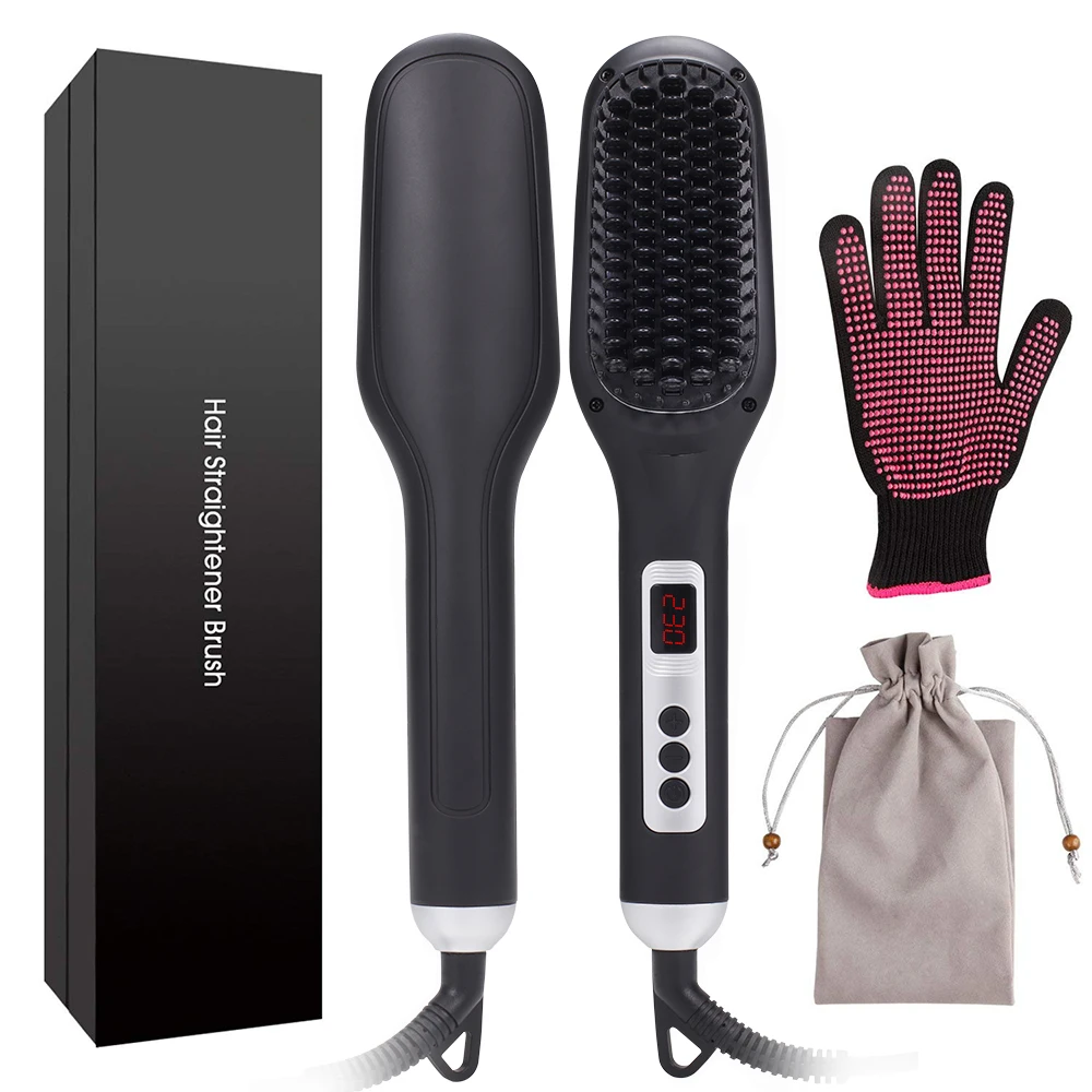 Smart Library Professional Hair Straightener Brush Manufacturer Electric Hot Negative Ionic Hair Straightener Comb