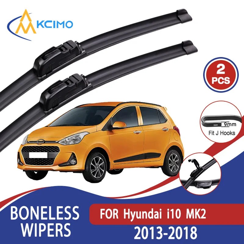 

For Hyundai i10 MK2 2013-2018 Car Wiper U-type Soft Rubber Boneless Wiper HD Quiet Durable Automotive Wiper 22"+16"