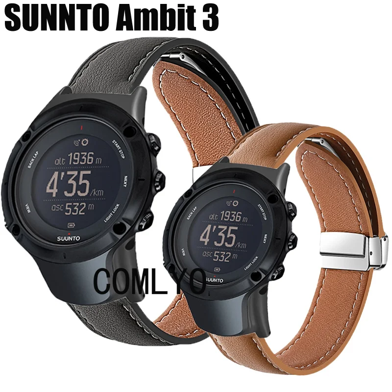 For SUUNTO Ambit 3 Sport Run Strap Leather Genuine Folding Magnetic Buckle Soft Smart Watch men Band