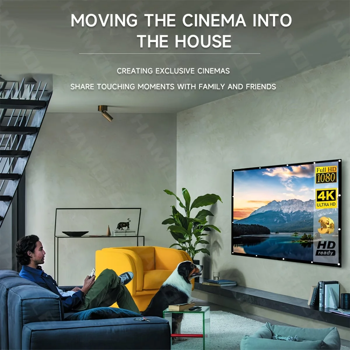 84 inch 4K HD Projector Screen 16:9 Portable Elastic Projection Screen With Grommets For Home Theater Indoor Movie Wall Mount