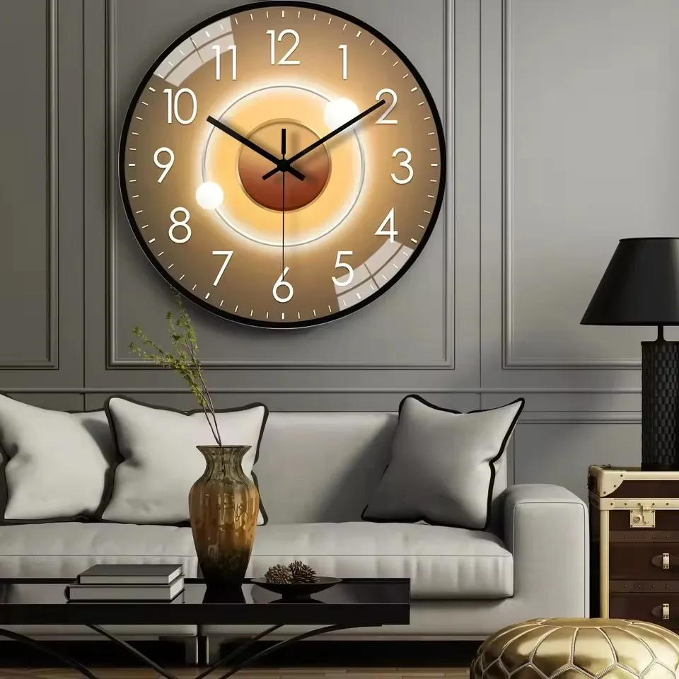 

Fashion Hot Wall Clock Hd Glass Travel Time Accurate Mute Wall Mounted Clock for Children's Study Send Friends Wall Decoration