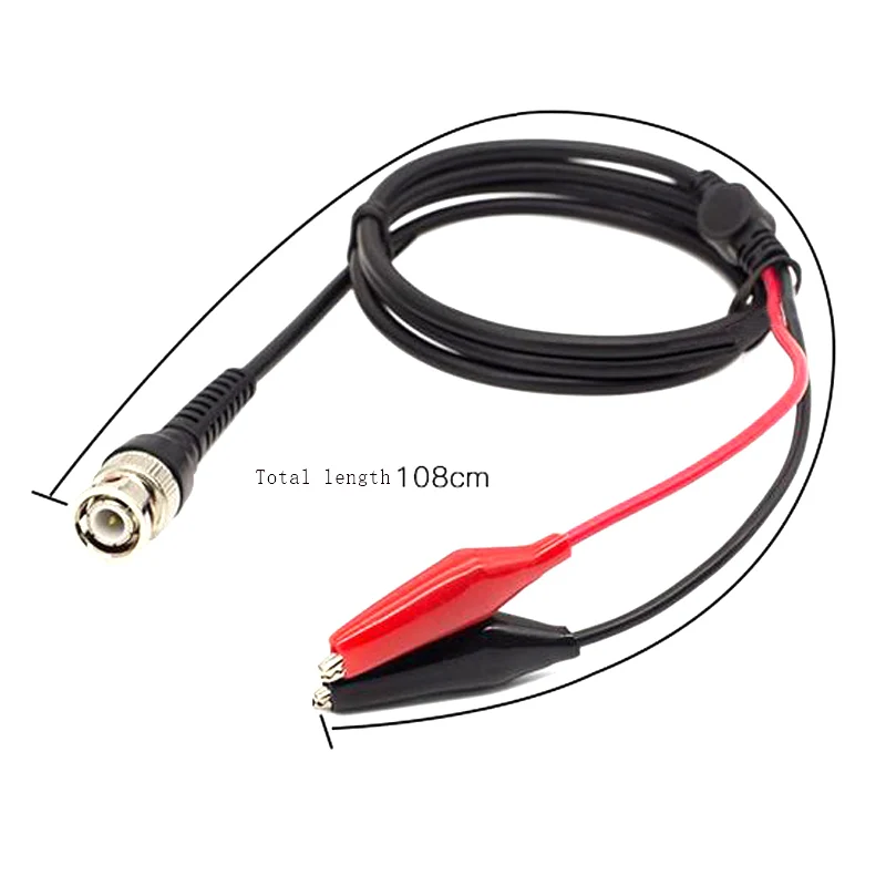 1.1m Digital Oscilloscope BNC Probe Test Leads 50 ohm Coaxial Q9 Male Plug to Dual Alligator crocodile clip test line cable