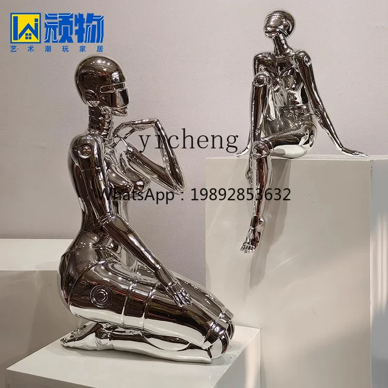 

r5.13 empty mountain base sculpture sitting ornament silver high-end sense medieval living TV cabinet simple modern decoration