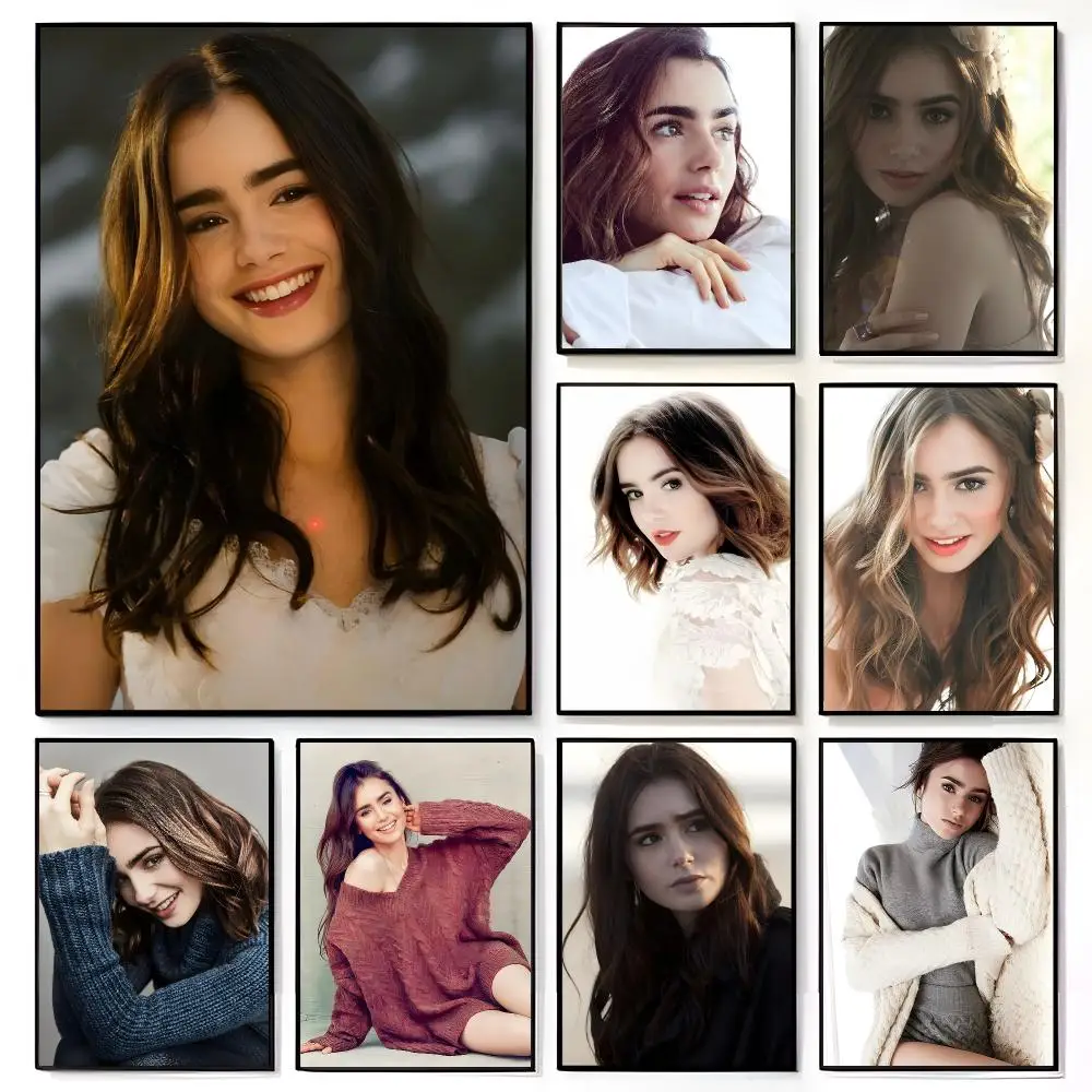 Popular British Actress Lily Collins Poster American Film Mural Home Childrens Room Wall Decor Print