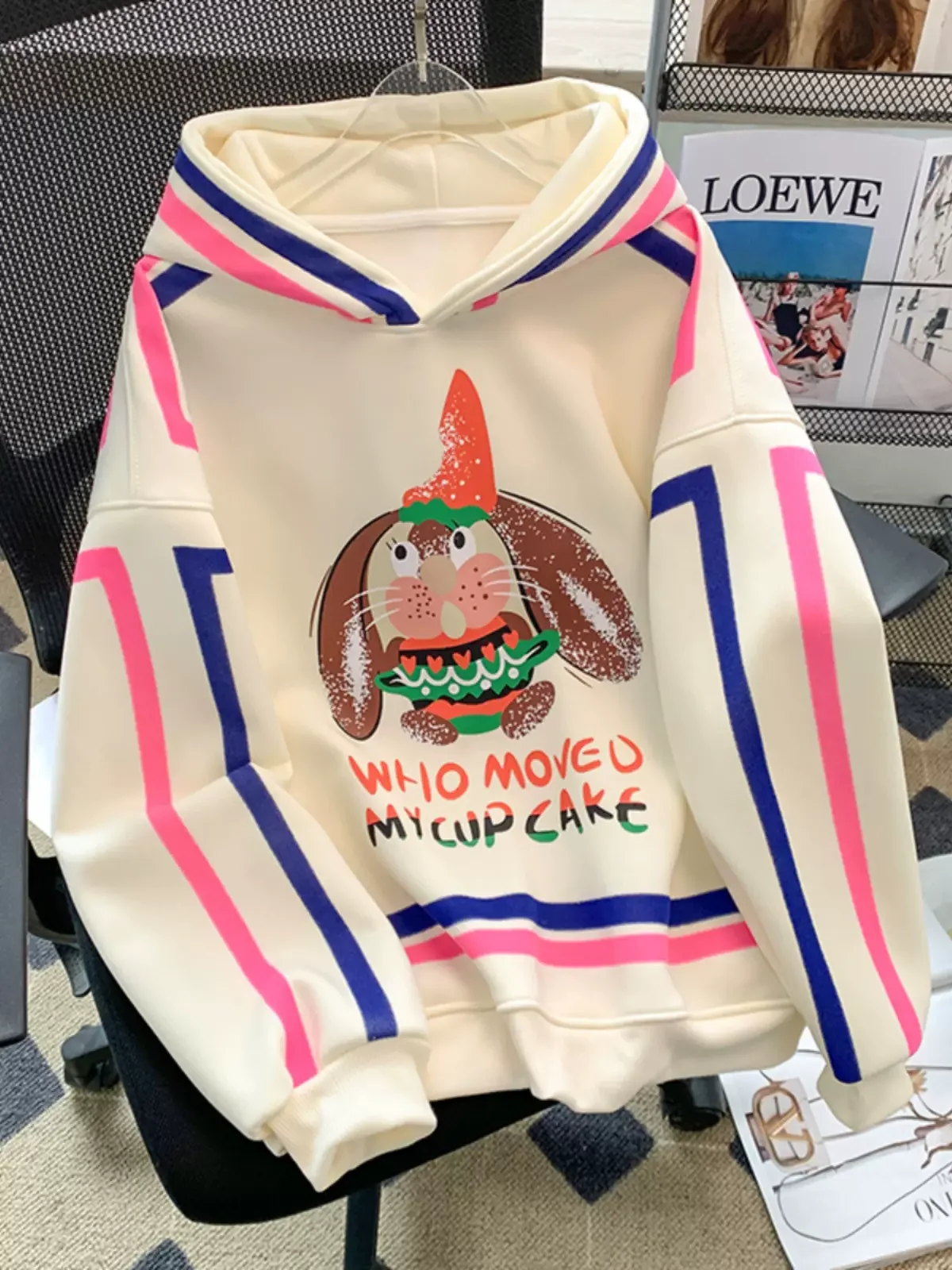 여성용 후드 스웻셔츠, 사랑스러운 프린트, 올 매치 루즈 캐주얼 코트, 벨벳 따뜻한 겨울, 헐렁한 디자인, 한국 스타일 시크