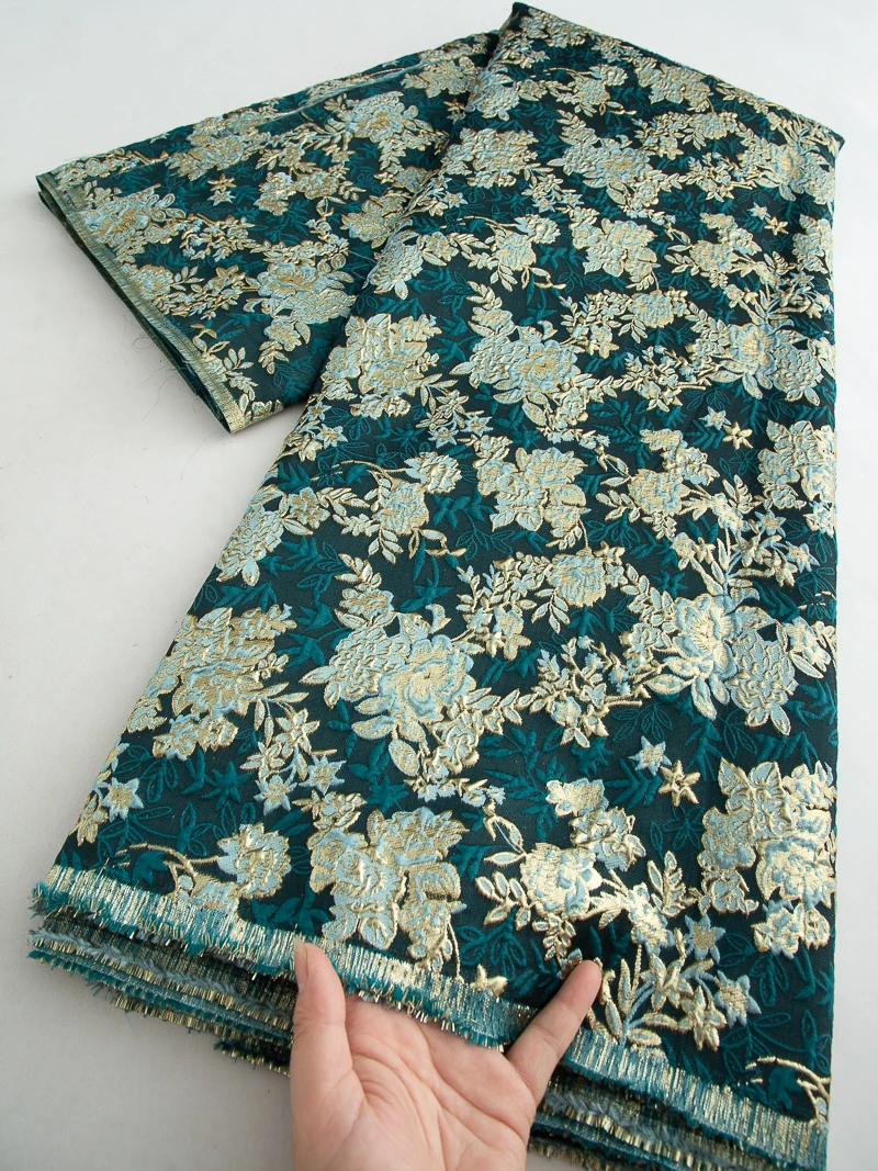 Nigerian Brocade Jacquard Organza Lace Fabric 2025 High Quality Lace African French Jacquard Lace For Wedding Party Dress 5yards