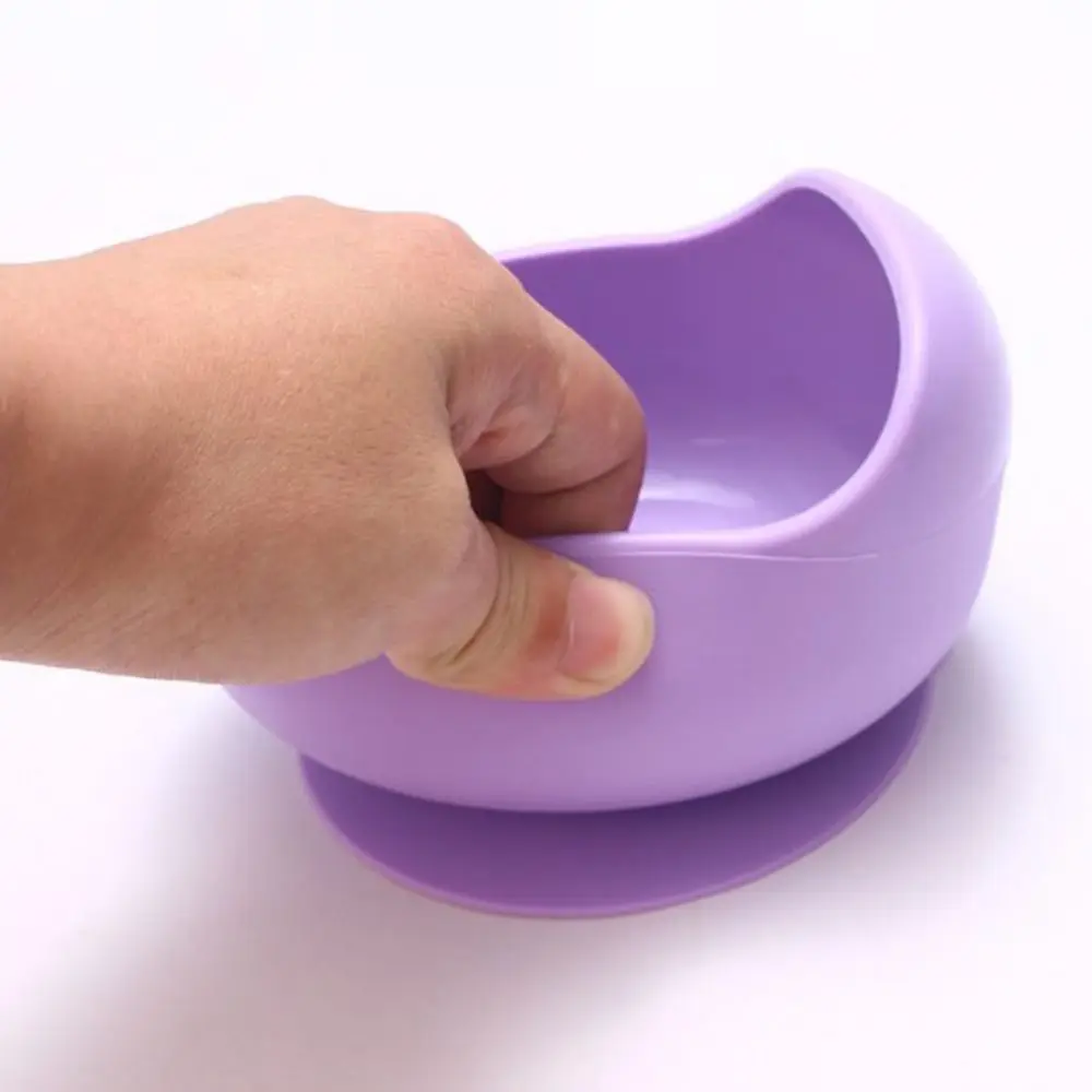 Non-Slip Portable Silicone Sucker Bowl Flexible Lightweight Feeding Tableware with Spoon Waterproof Feeding Bowl Set Toddlers