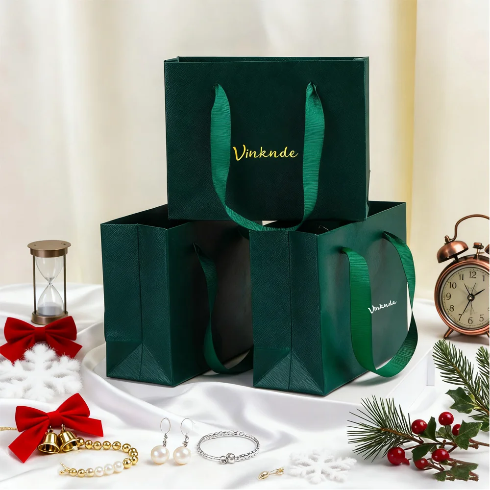 

Custom Printed Logo Paper Gift Tote Bag Promotion Luxury Clothing Perfume Shopping Red Green Jewellery Paper Bags With Handle