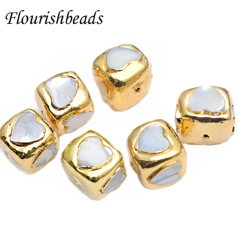 10pc Various Shape Gold Plating Natural Pearl Dyed Stone Loose Beads Square Shape for Necklace Bracelet Jewelry Making  Supplies