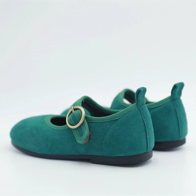 Scarpe basse da bambina in velluto di marca Mary Jane scarpe da giardino Casual per bambini di colore Vintage per bambini