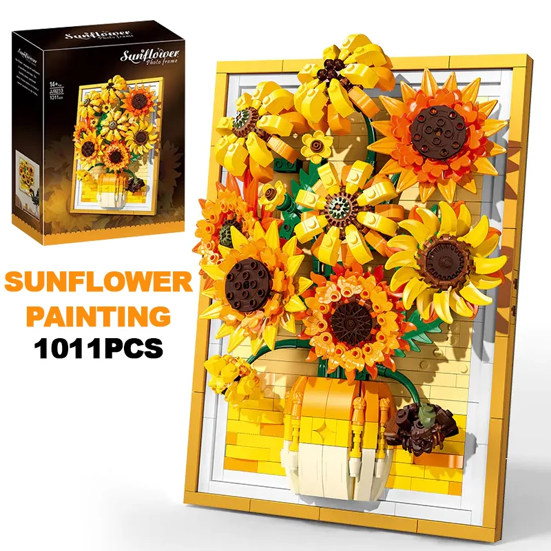

Креативный Ван Гог, букет подсолнухов, живопись, строительные блоки, цветок, растение в горшке, украшение, сборные кирпичи, игрушка, подарок для девочек