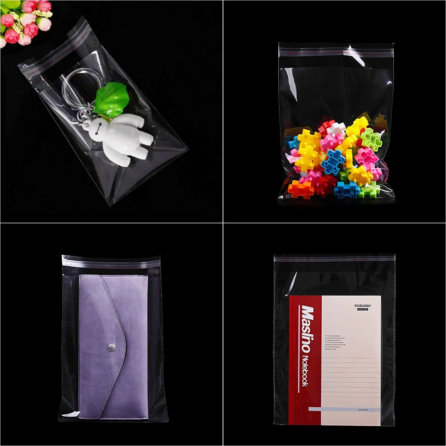 100Pcs Transparent Self-sealing Opp Bag Plastic Jewelry Gift Food Candy Chothes Cake Packaging