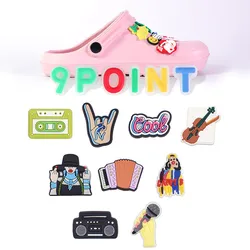 PVC Shoe Charms Cartoon Pattern Shoe Accessories Music Shoe Decoration Rock Shoe Buckles for Croc Sandals X-mas Gifts Jibz