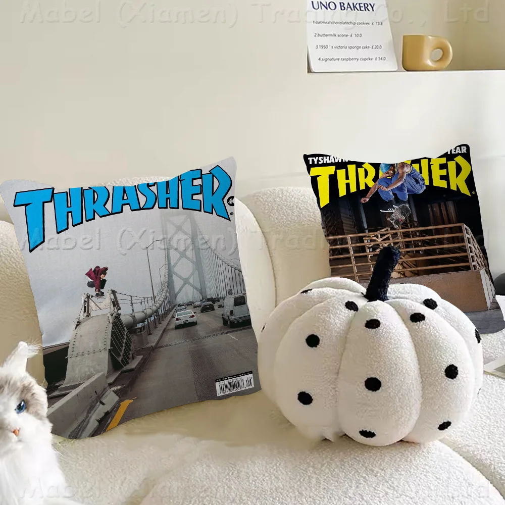 

Skateboard T-Thrasher Cushion Cover Car Throw Pillow Case For Sofa Car Christmas Gift 40x40cm 45x45cm