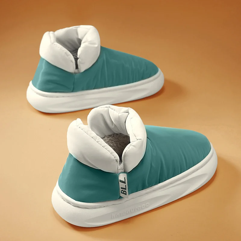 Теплая хлопковая обувь для родителей и детей, зимние ботинки на флисовой подкладке, мужская модная обувь для хлеба, уличная плюшевая зимняя теплая мужская хлопковая обувь