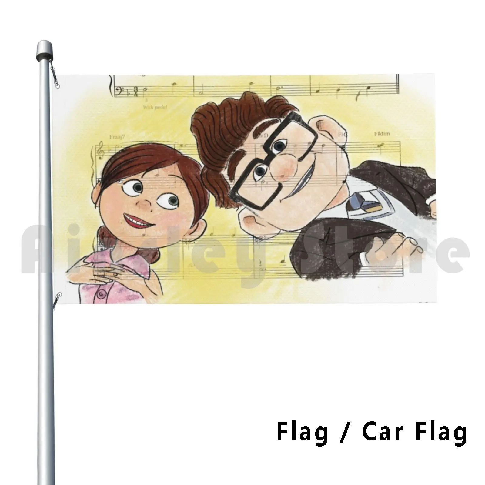 Married Life Outdoor Decor Flag Car Flag Up Carl Ellie Married Marriage Wedding Married Life