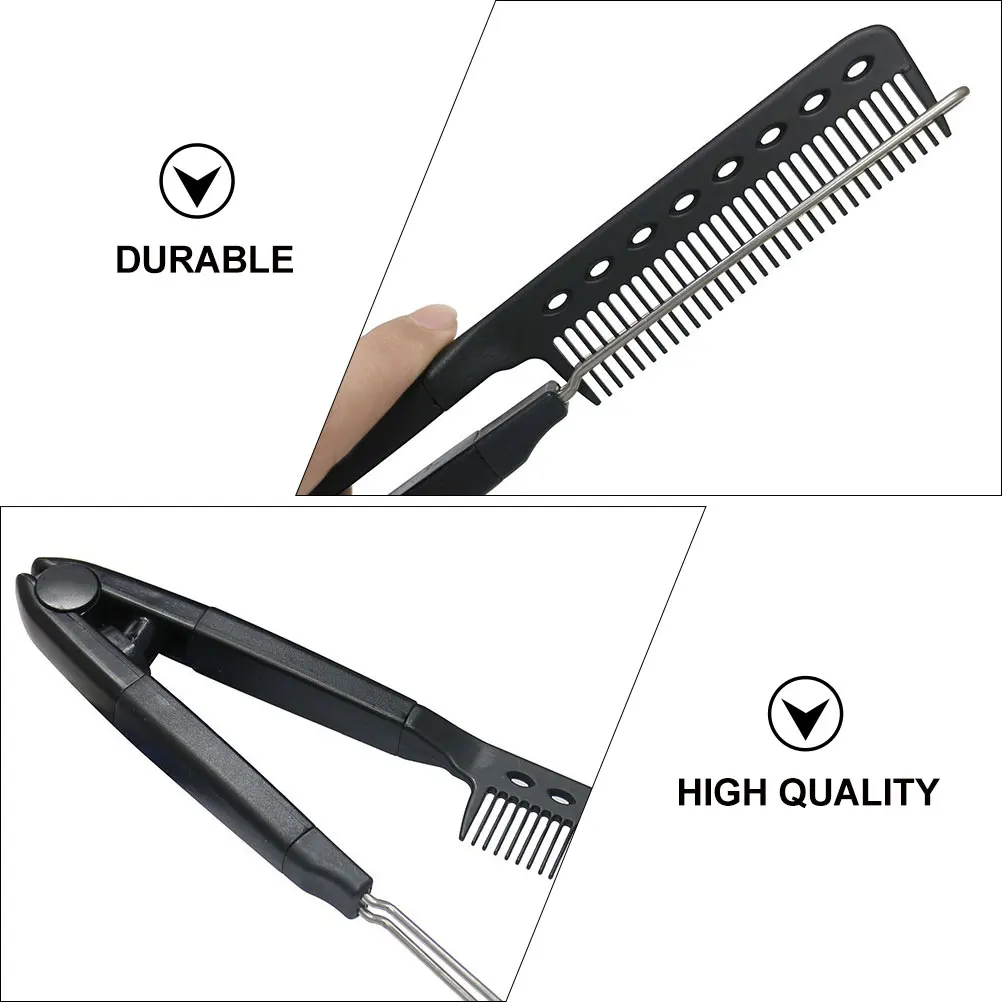 

1pc V-shaped Hair Straightening Comb Durable Material Compact Size Hairstyling Tool Plastic Design For Salon Use Hair Tool