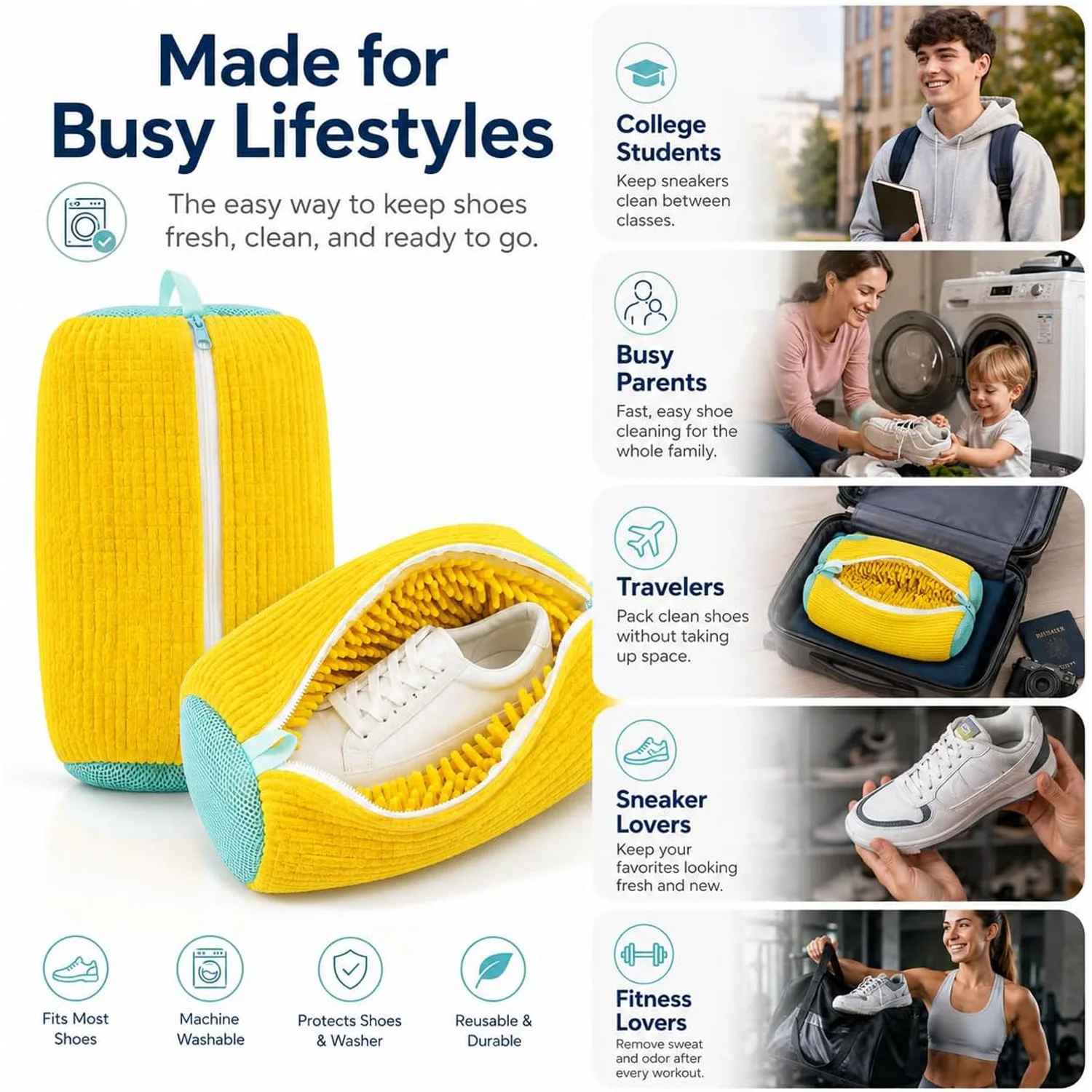 Shoe Washing Machine Bag, Laundry Bags for Washer & Dryer Deep Cleaning Machine for All Shoes Type Shoe Cleaning Bag with Zipper view 6
