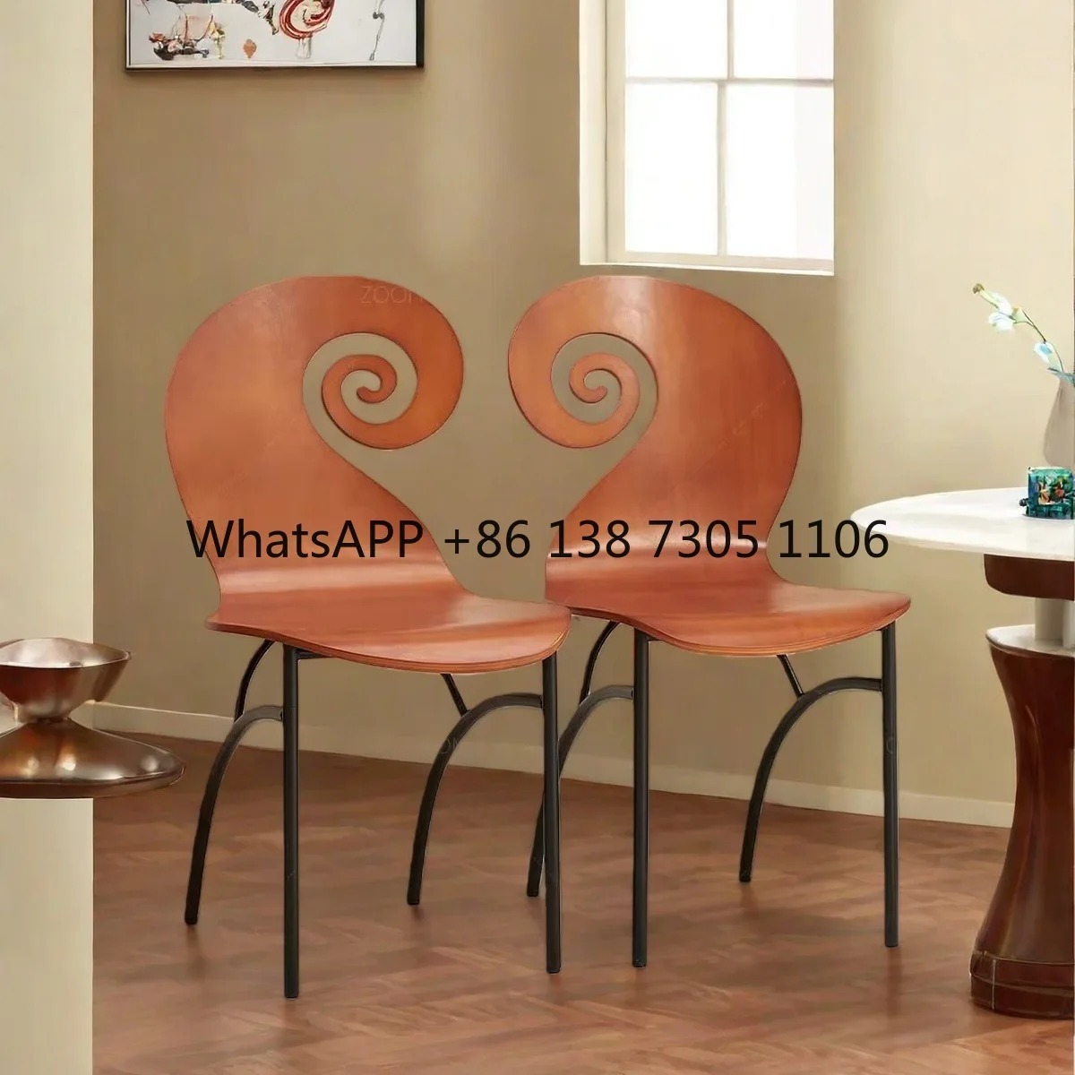 

Cosine Creative Design Dining Chair Medieval Solid Wood Backrest Coffee Shop Negotiates Leisure Nordic Chair