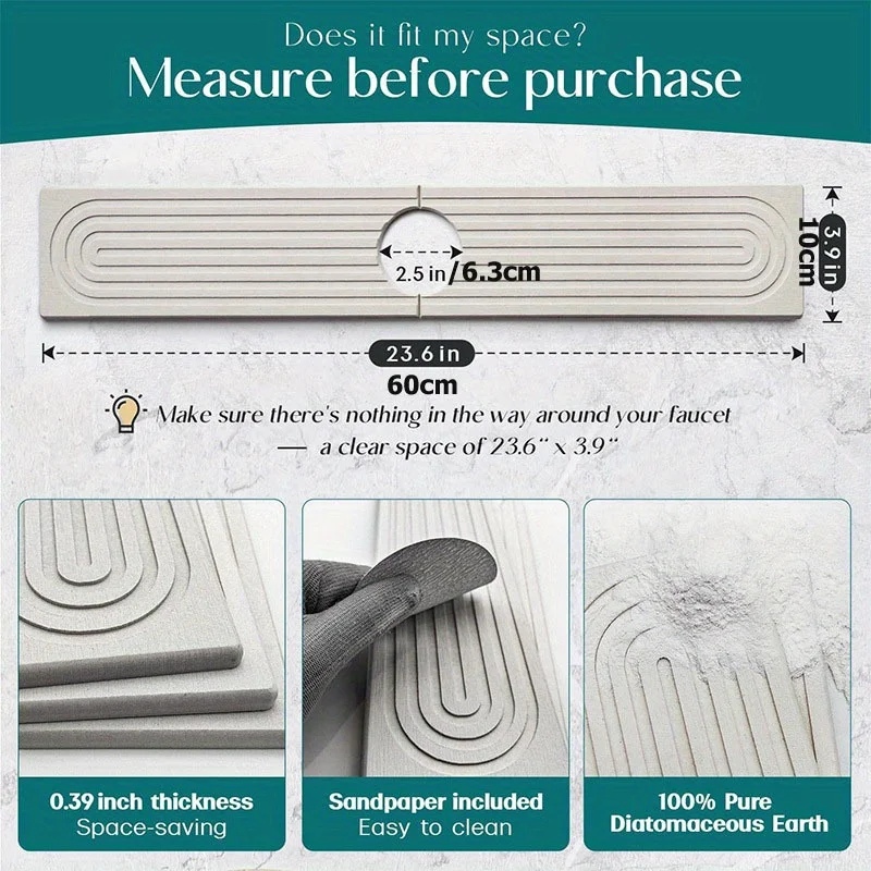 حصيرة صنبور تعتمد على السيليكا بطول 24 بوصة مناسبة لأحواض المطبخ والحمام - ماصة للغاية #5