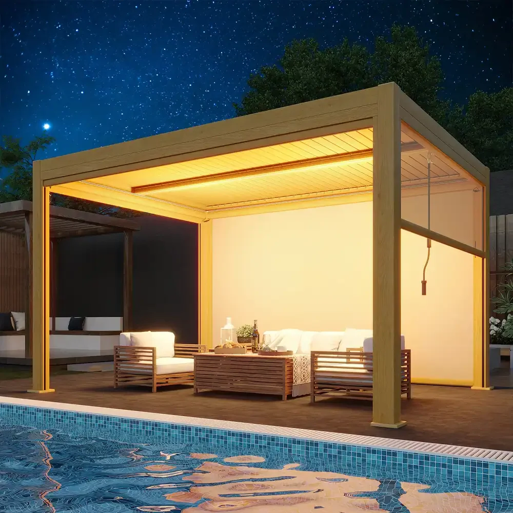 Outdoor Lighting For Gazebo - Pergolado Retangular de Alumínio com Acabamento