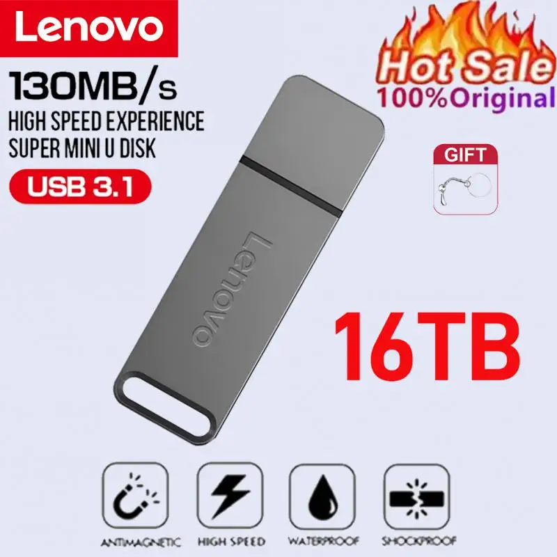 레노버 USB 3.0 금속 펜 드라이브, 고속 펜 드라이브, 휴대용 SSD, 노트북 PC용 USB 메모리, 16TB, 8TB OTG, 4TB, 2TB