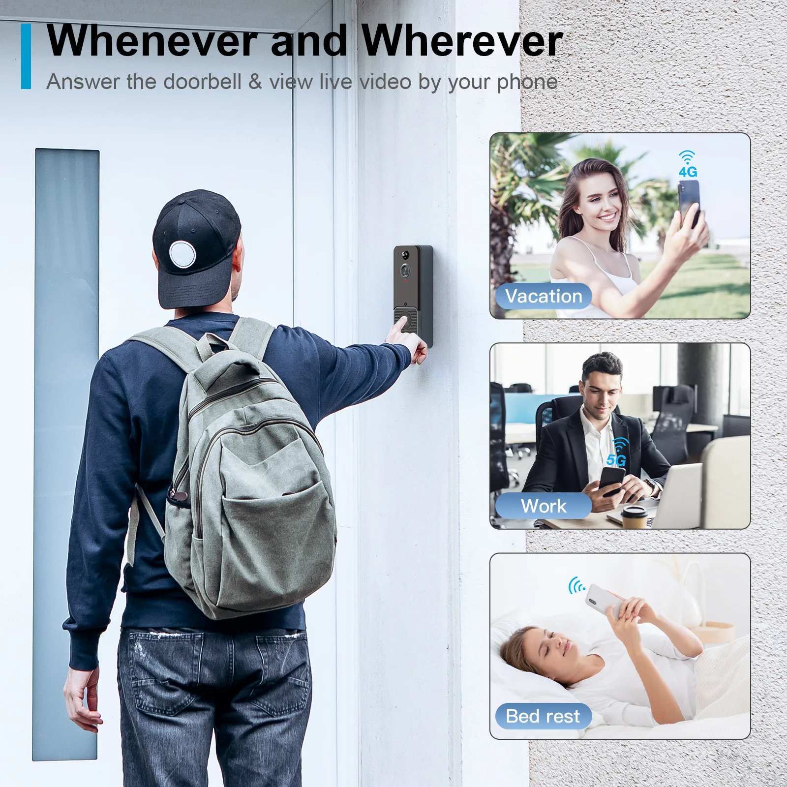 Smart HomeT6 Smart Wireless WiFi Video Doorbell Outdoor Door Bell Intercom HD Night Vision Motion Detection Security Protection