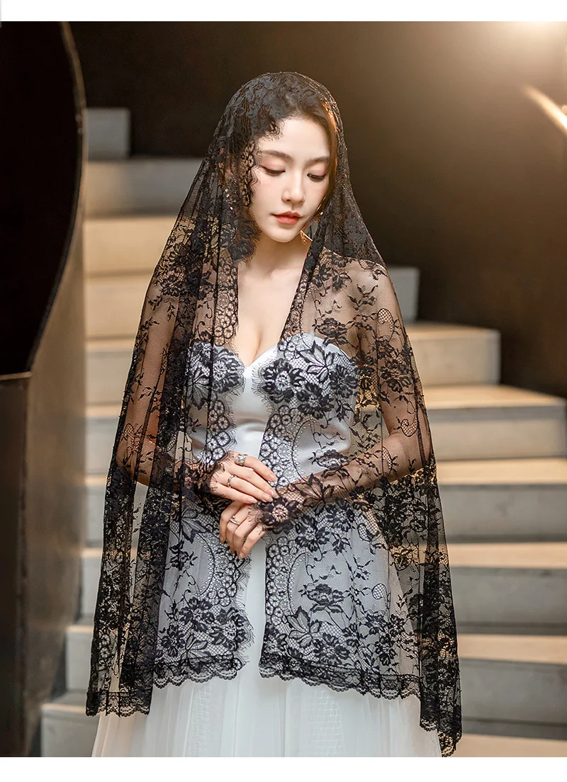 Lace Mantilla Veils For Church Prayer Spanish Muslim Shawl Scarf Head Covering Christian Chapel Catholic Veril For Wedding Bride