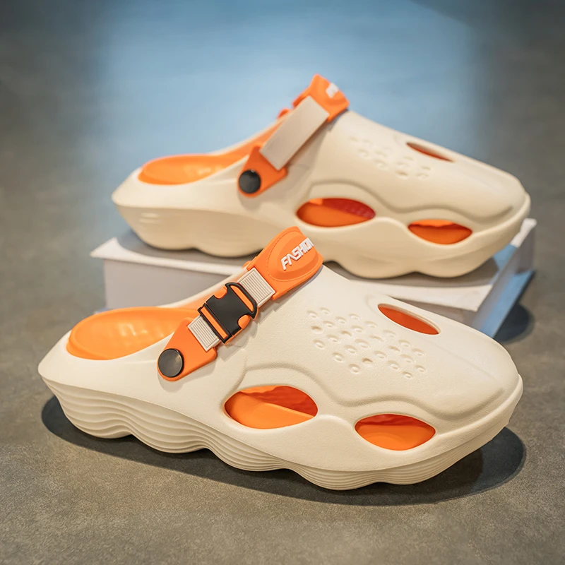 

Мужские пляжные сандалии из искусственной кожи, удобная дышащая мужская обувь, тренд 2024, новая летняя мужская повседневная обувь, модная легкая мягкая подошва