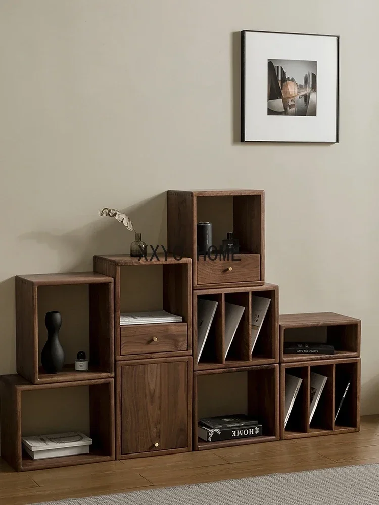 Free combination cabinet Solid wood small bookcase Simple modern shelf