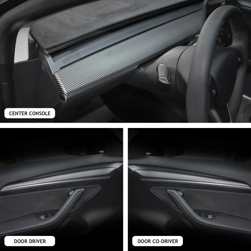 Für Tesla Modell 3 Y 2023 2022 ABS Auto Dashboard Abdeckung Auto Center Konsole Panel Tür Trim Aufkleber ABS Modell 3 dekorative Aufkleber