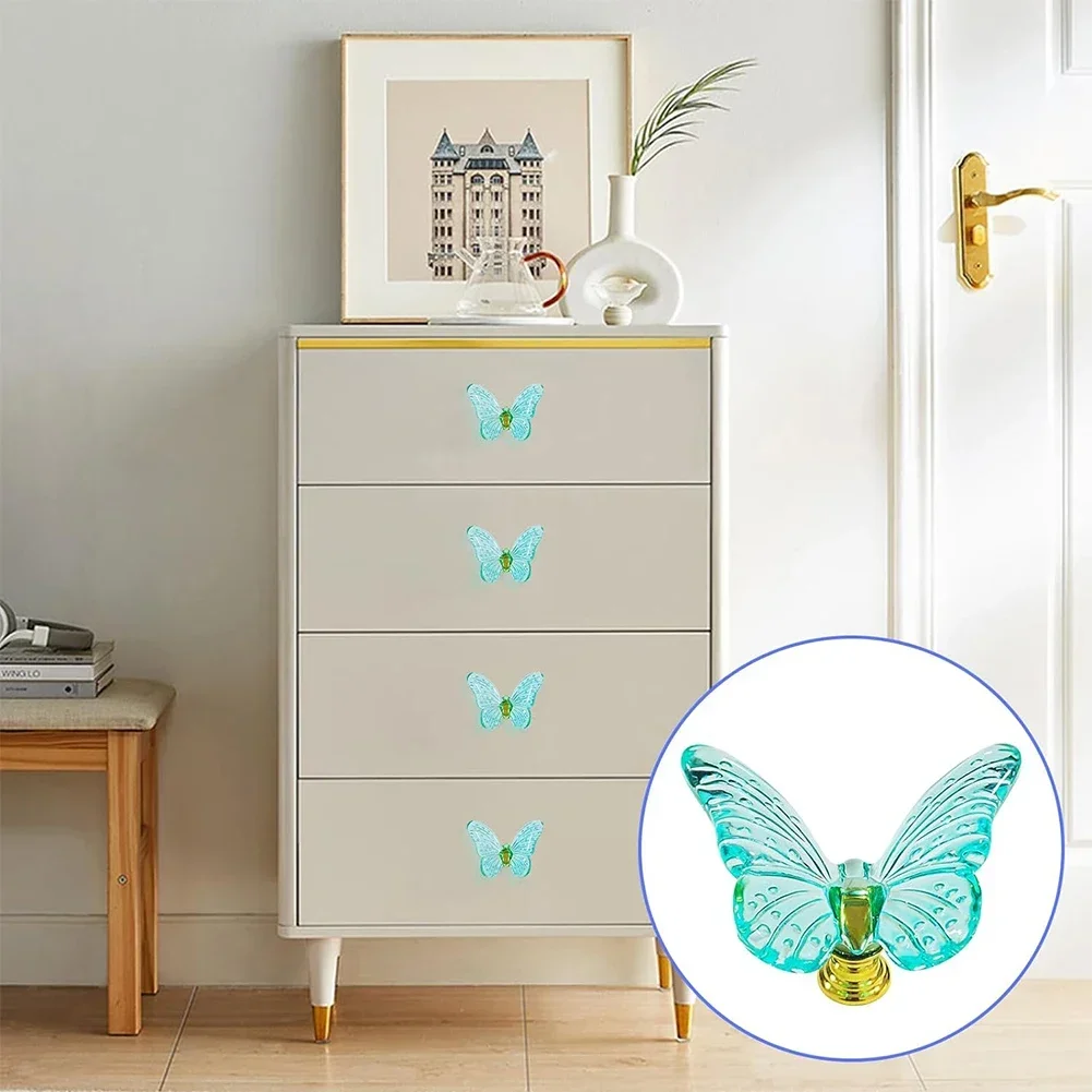 1pcs Butterfly Dresser Pulls Clear Drawer Knobs Cabinet Knobs Bathroom Door Knobs Cabinet Handle Knobs For Dresser Accessories