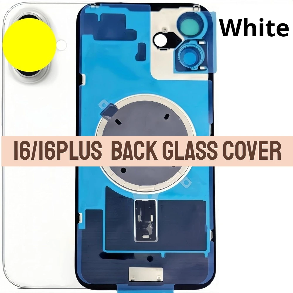 Conjunto Completo de Substituição de Vidro Traseiro Compatível com iPhone 16 16 Plus, Tampa da Bateria com Estrutura e Lente da Câmera, C
