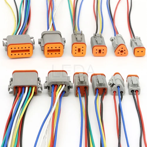 Imagen 2 del producto 1 Uds DT conector automotriz impermeable con cableado de 15cm DT06-2S/DT04-2P 3P 4P 6P 8P 12P enchufe macho hembra para automóvil