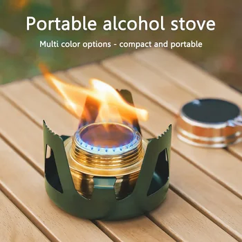 Portable Mini Alcohol Stove Burner Adjustable Firepower Gasoline Stove Aluminum Alloy Bracket Ultralight Brass Camping Stoves