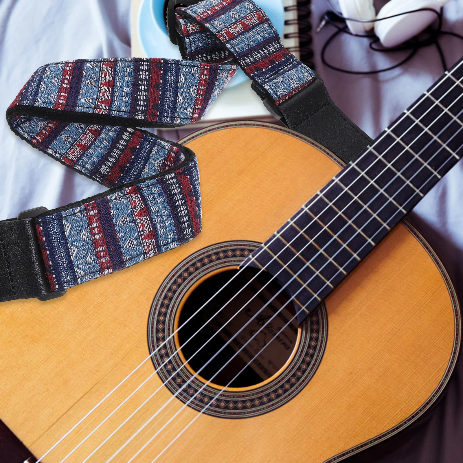 

Ukulele Strap Printing Guitar Neck Shoulder Belt Instrument Accessories Blue Supplies