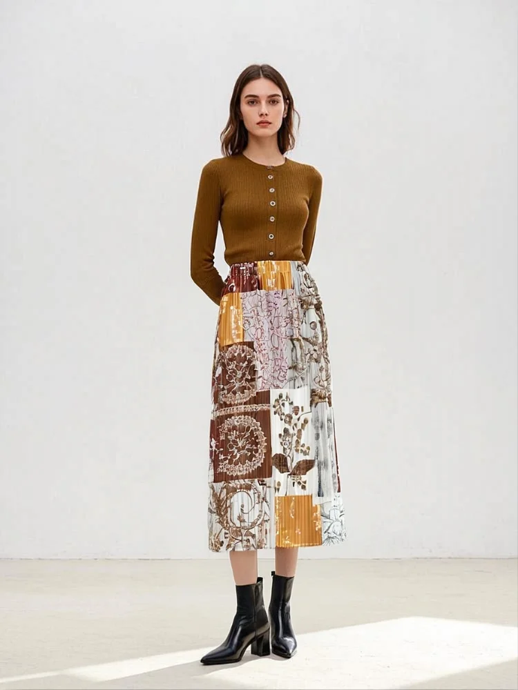 

Miyake Fold Spring and Summer New 2025 Half Length Skirt for Women with Unique Patterns Fashionable High Waist Versatile