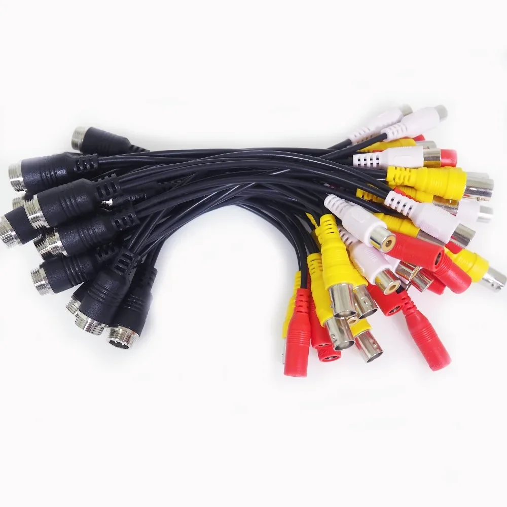 Factory direct Conector Cable of 4PIN 20CM Aviation Cable to BNC RCA Power Audio Video 12v Output Adaptor Cable for CCTV Camera