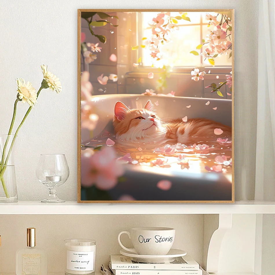 SDOYUNO Painting By Numbers Acrylic Bathroom Black Cat Drawing By Numbers Personalized Gift Handwork Diy Living Room Decoration