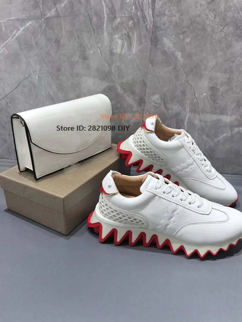 White Leather Stud Style Light Sneakers Man Women Pointed Toe Clutch Thick Bottom Flats Female Fashion Casual Shoes