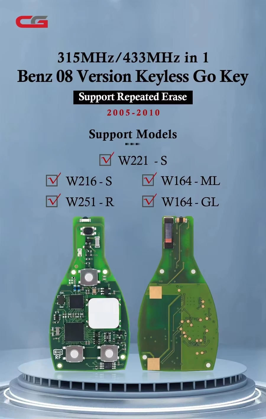 Latest CGDI CG MB 08 Version Keyless Go Key Support Chassis Number:W221-S/W216-S/W164-ML/W251-R/W164-GL for Mercedes Benz