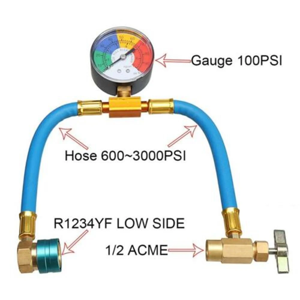 Charging Pipe with Gauge R1234YF Auto Air Conditioning Charging Hose Practical Replacement Recharge Hose for Automobile Dropship