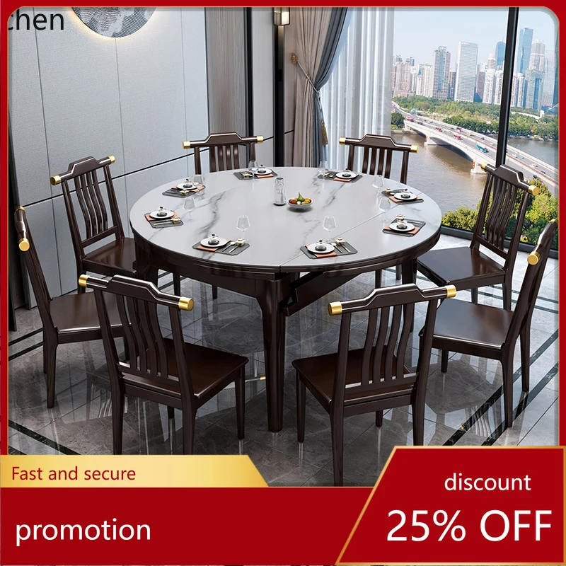 ZML Dining Table Solid Wood Folding Home Table Small Apartment Simple Extendable Square Round Dual-use Convertible Round Table