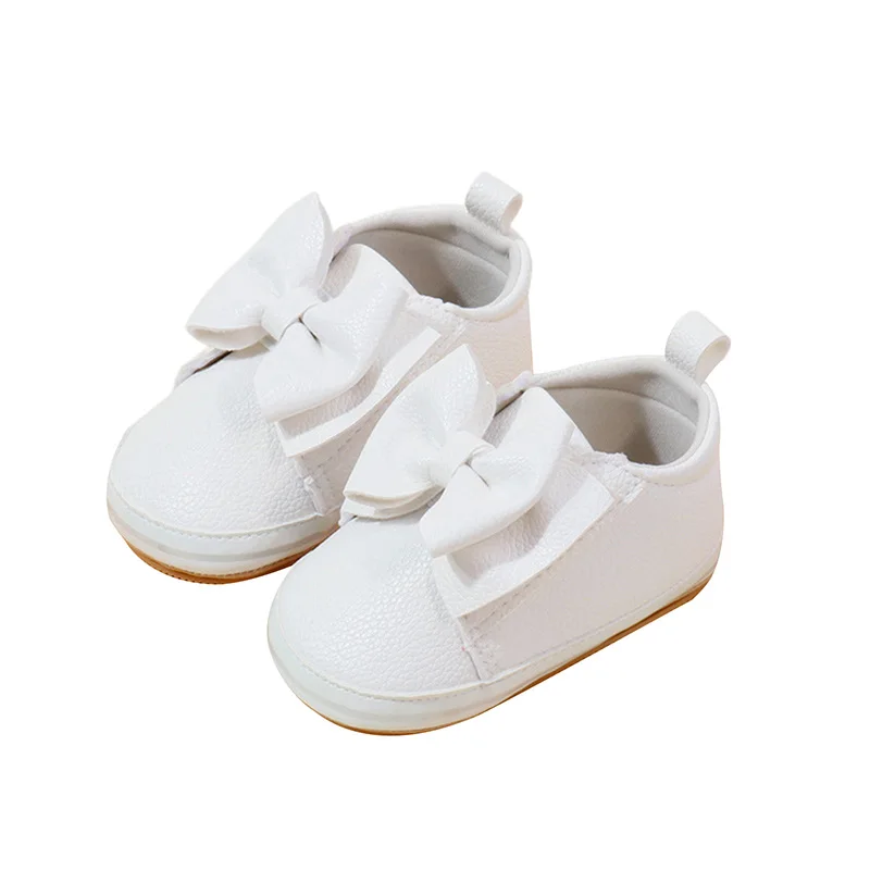 

Baby Girl Synthetic Leather Flats Infant Bow First Walker Crib Shoes for Festival Baby Shower