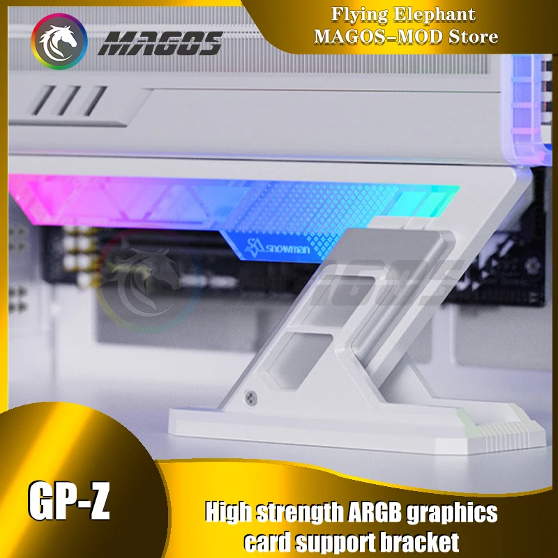 Graphics Card Holder ARGB Creative Aluminum GPU Bracket, 75-125mm Height ADJ. Support M/B AURA SYNC, Black/Silver, GP-Z