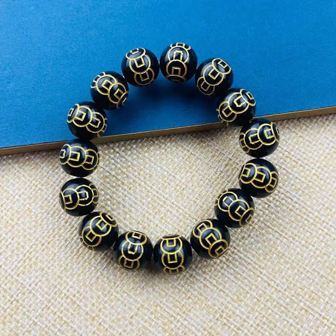 Resin Wealth Billowing Hot Money Bead Bracelet Crystal Bracelet Men's and Women's Models Meaning 12mm Jewelry