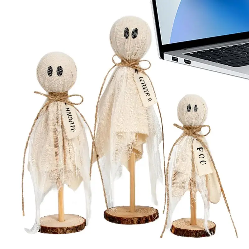 

Halloween Ghost Ornament 3x Wooden Ghost Ornaments Cute Ghosts Ornaments Rustic Spooky Ghost Crafts Festive Halloween supply