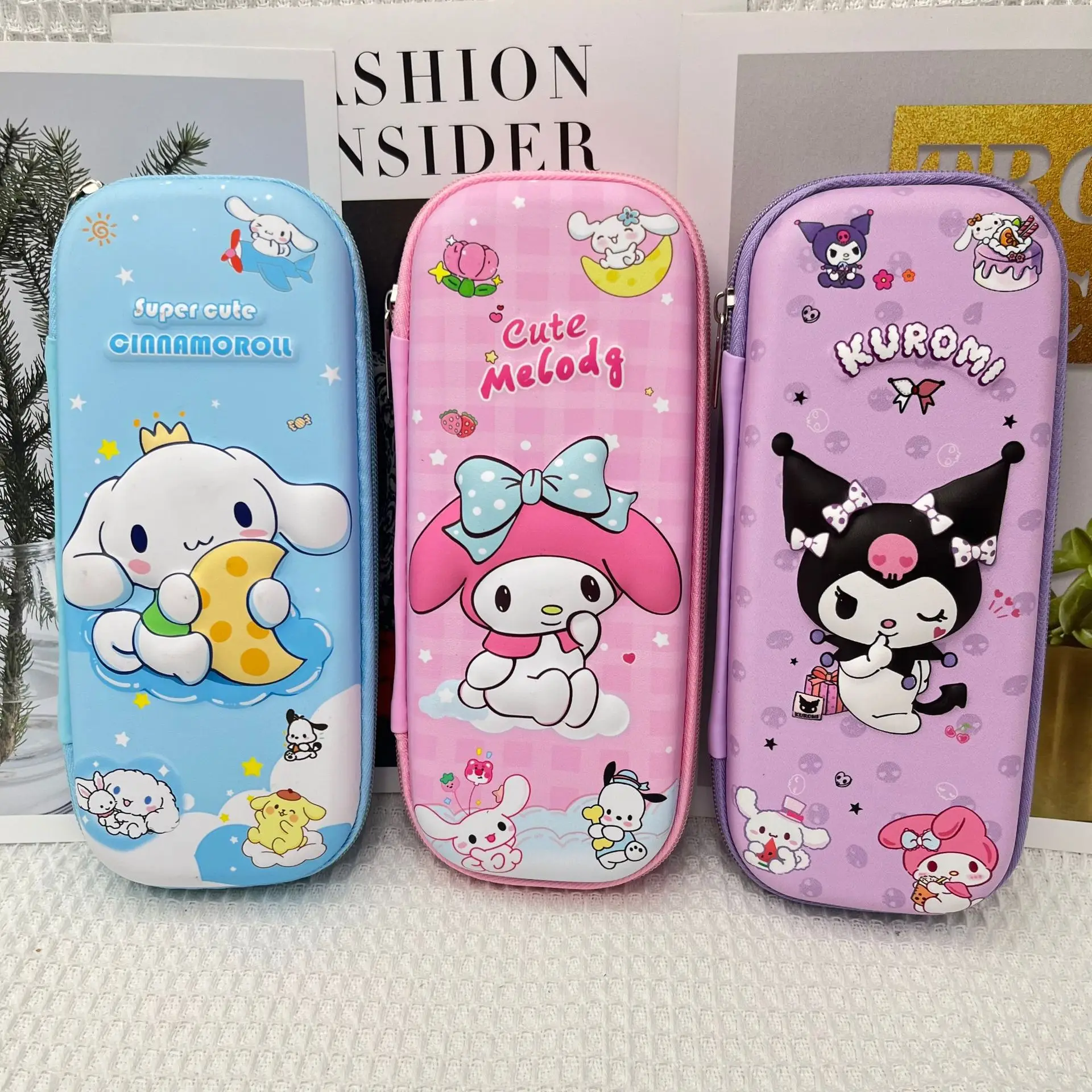 hot selling Sanrio Hello Kitty Pen Bag 3D Storage Box Kuromi Melody Tilomi Jade Guigou Student Stationery Award Randomly One