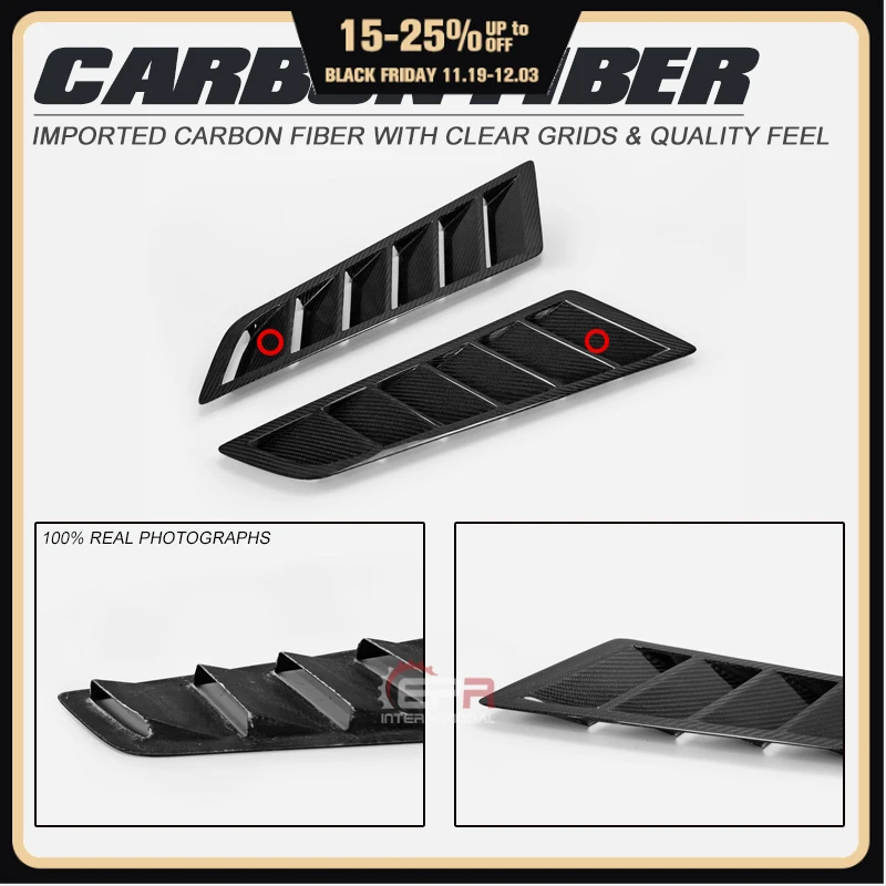 

Universal Fit GT Type Carbon Fiber Hood Vent (Approx 46x14cm) Glossy Finish Bonnet Cover Air Duct Drift Intake Kit